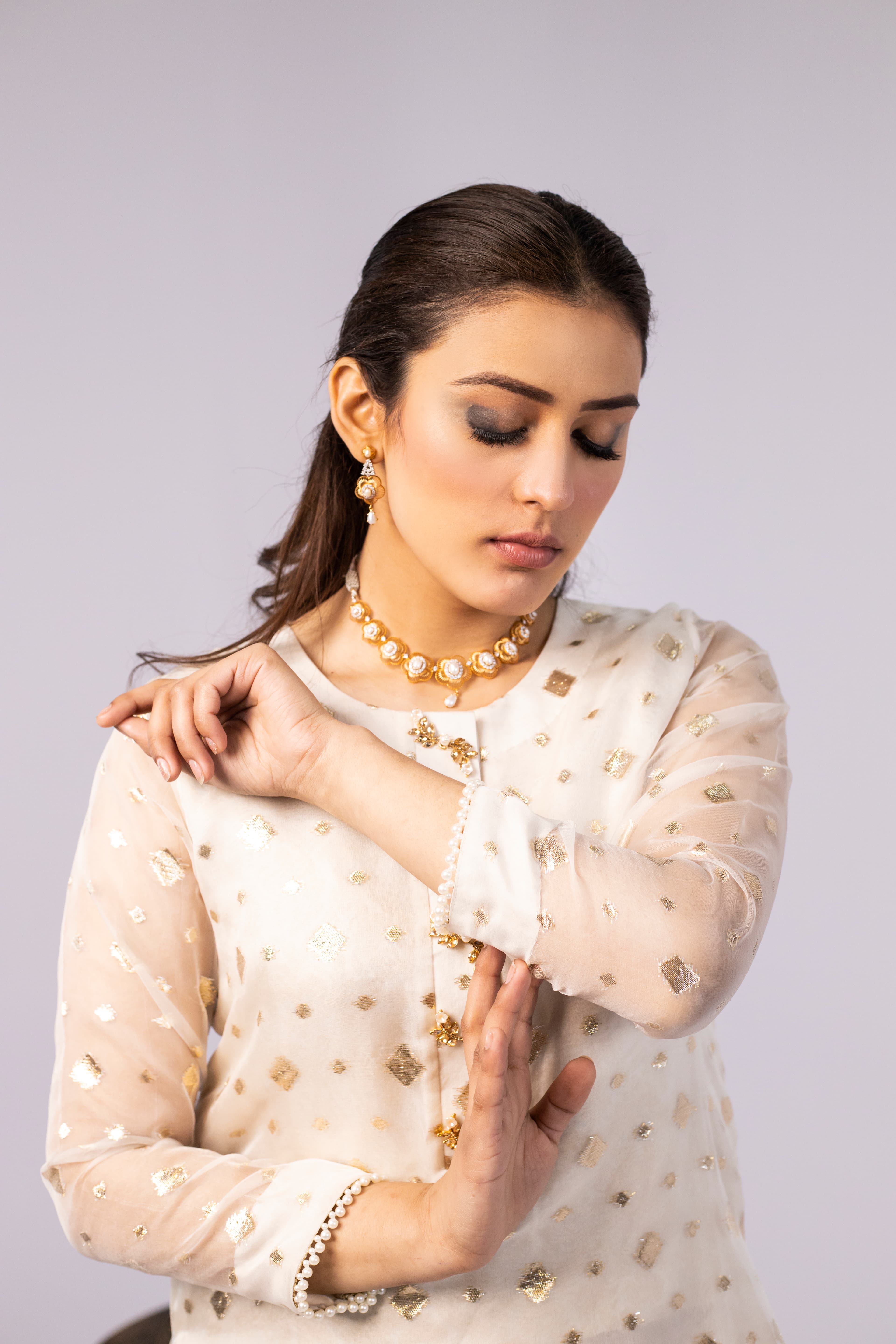 2 PIECE - EMBROIDERED SUIT - CORAL